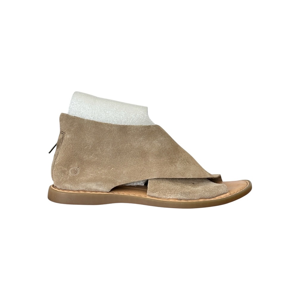 Born Womens Iwa Taupe Buttery Suede Flat Sandals Boho Minimalist Gladiator Sz 9